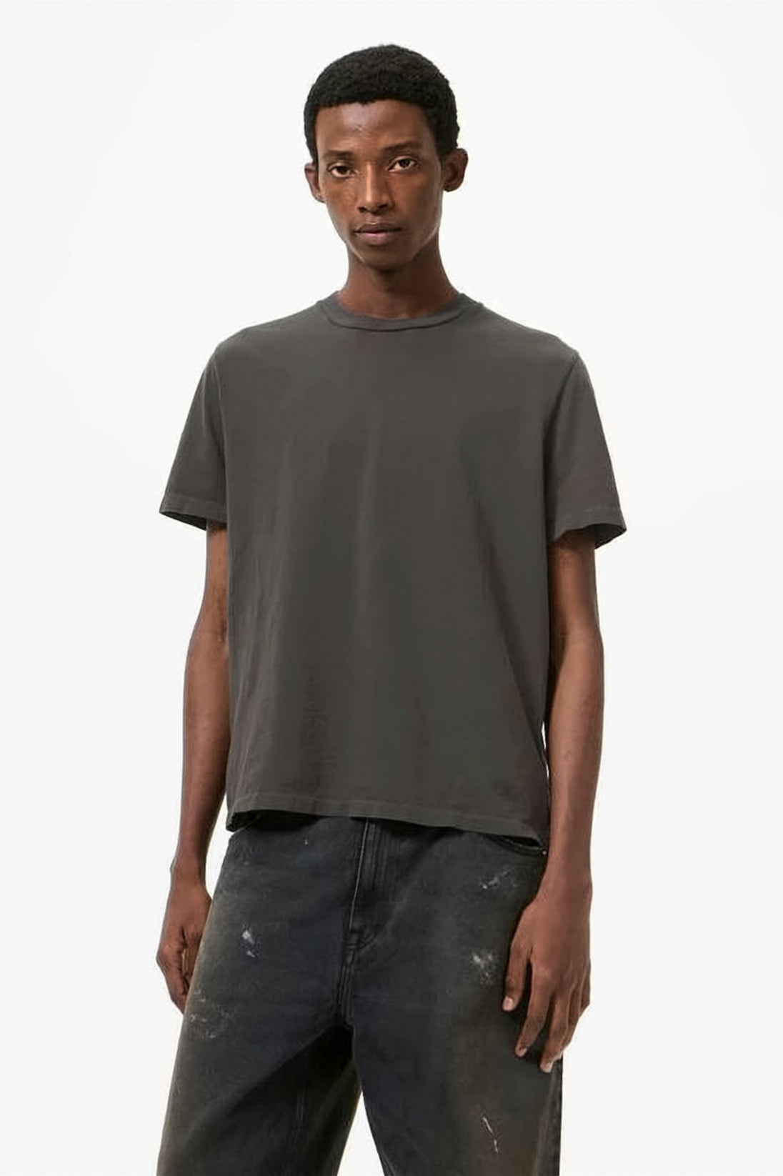 Boxy Grey T-Shirt With Crew Neckline