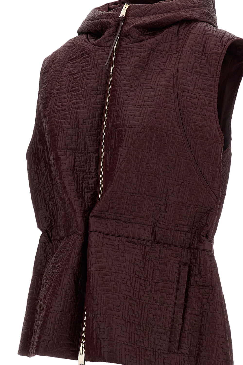 Quilted Nylon Vest with High Collar