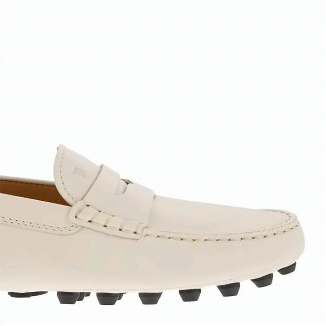 Leather Loafer with Penny Strap and Rubber-Studded Sole