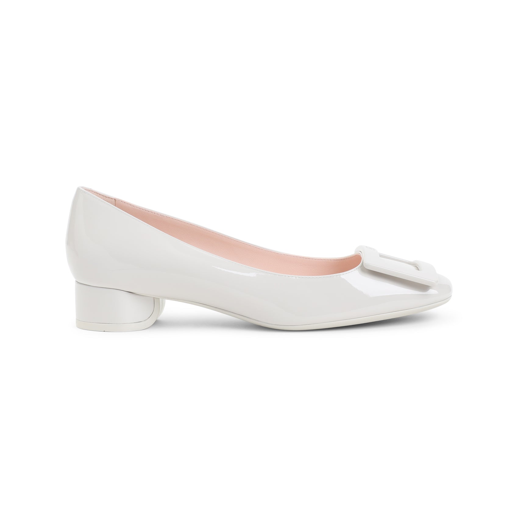 Glossy White Leather Pumps