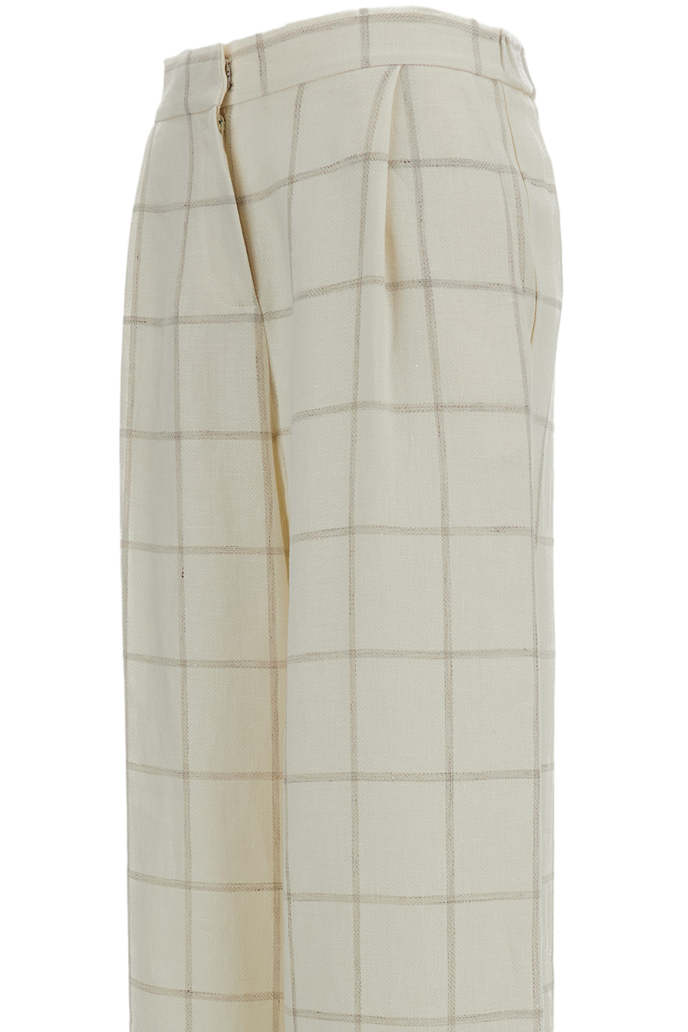 White Checked Pattern Wide-leg Trousers