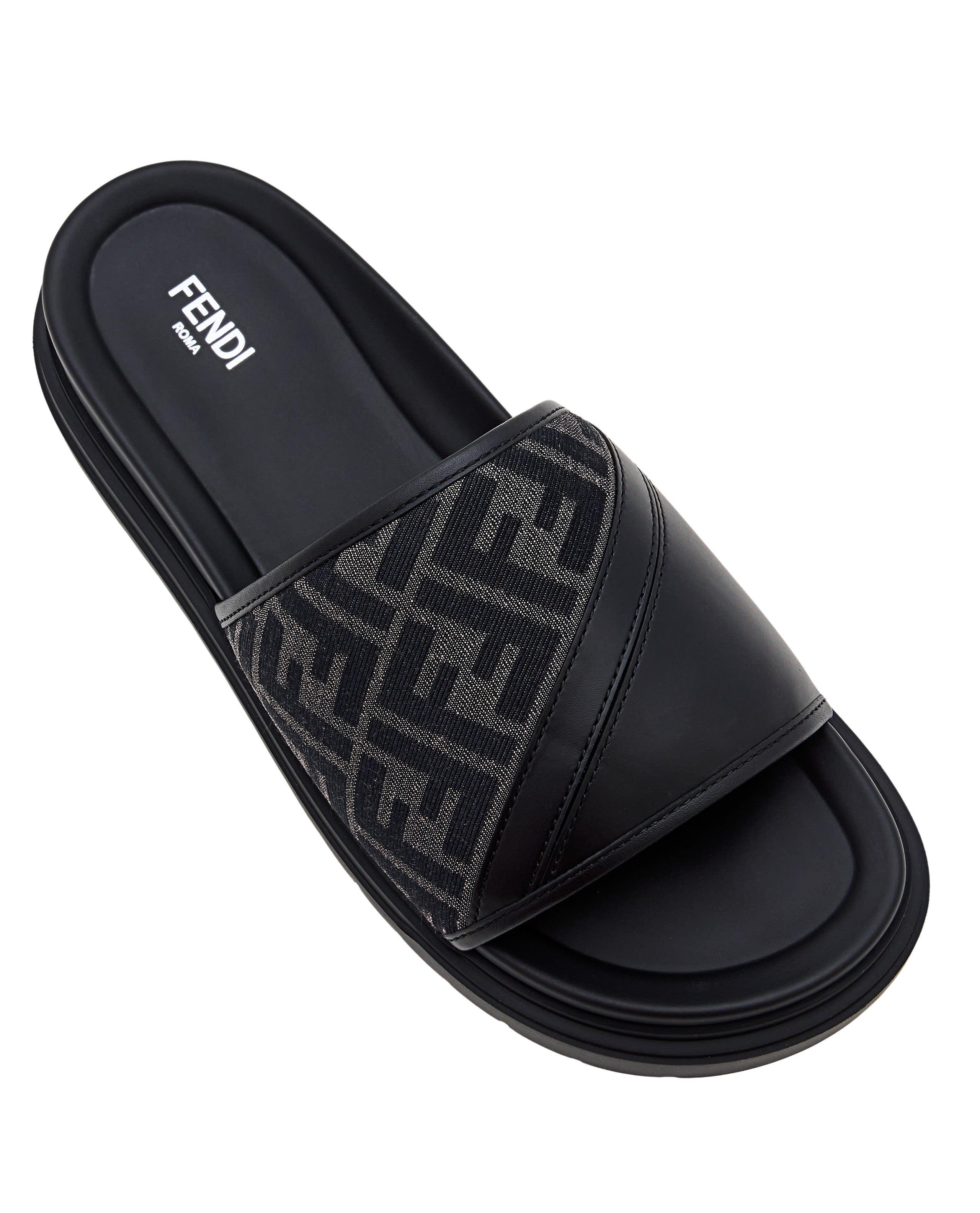 Padded Strap Sandals in Gray FF Jacquard