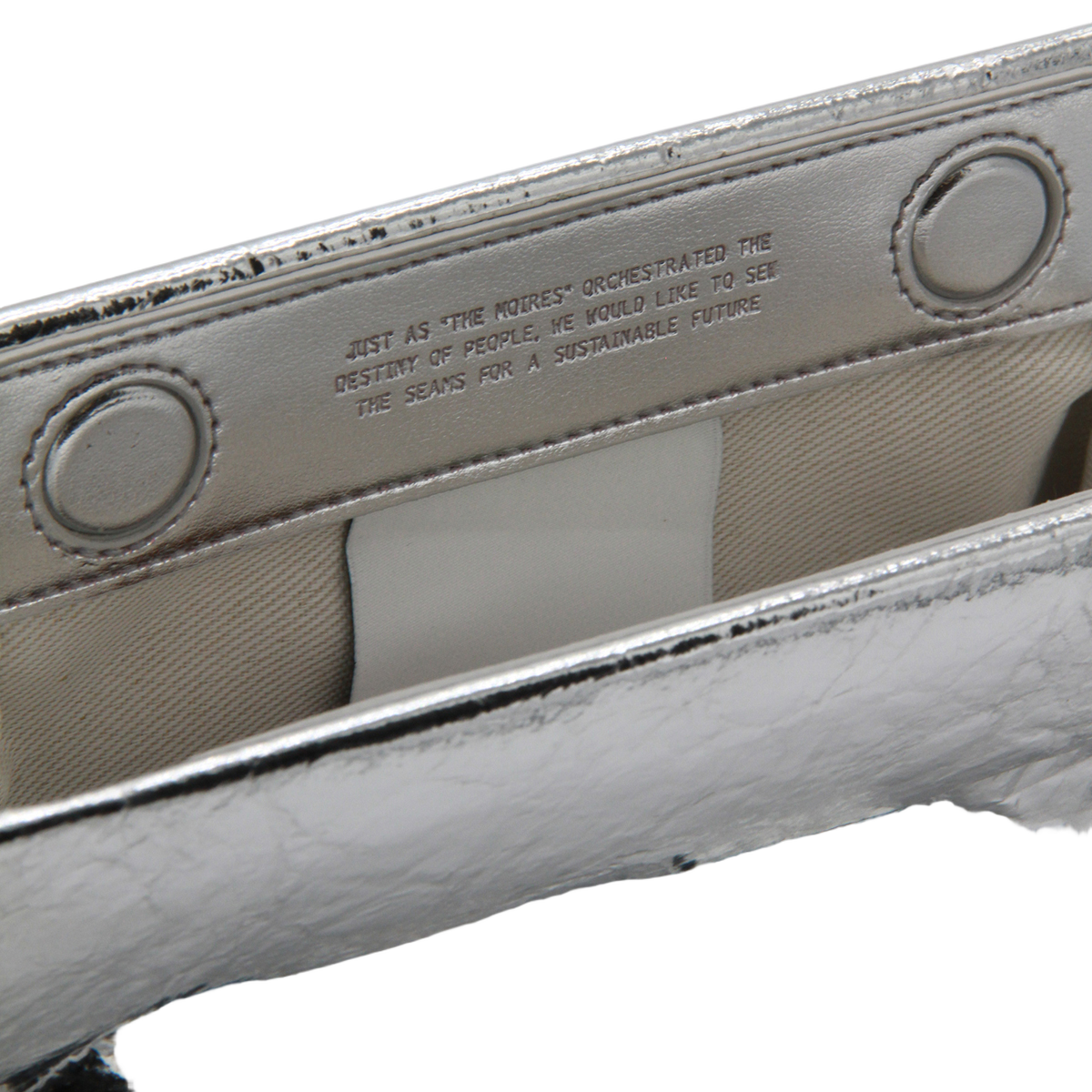 Crinkled Silver Bag with Flap Closure