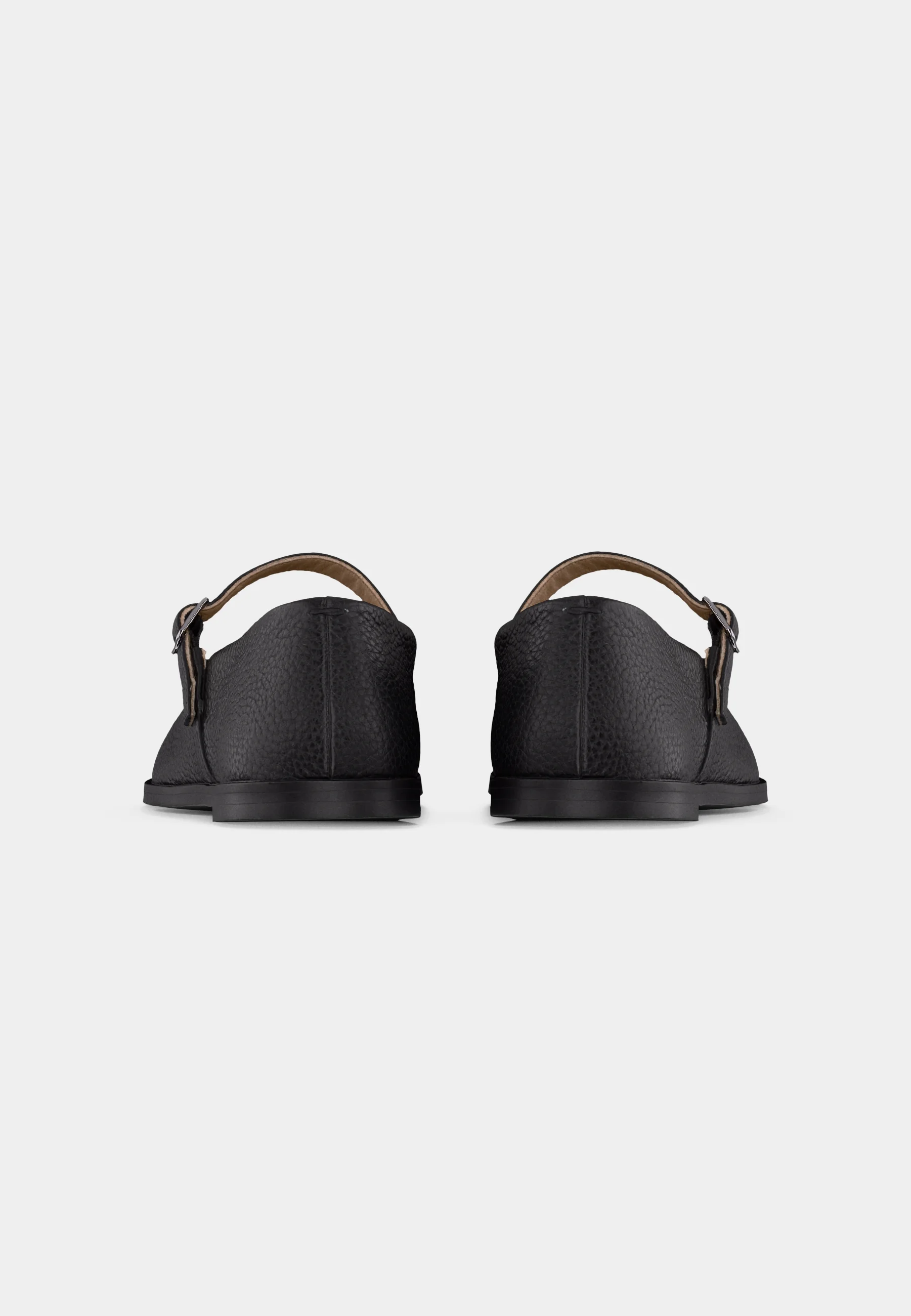 Black Bovine Leather Flat Shoes