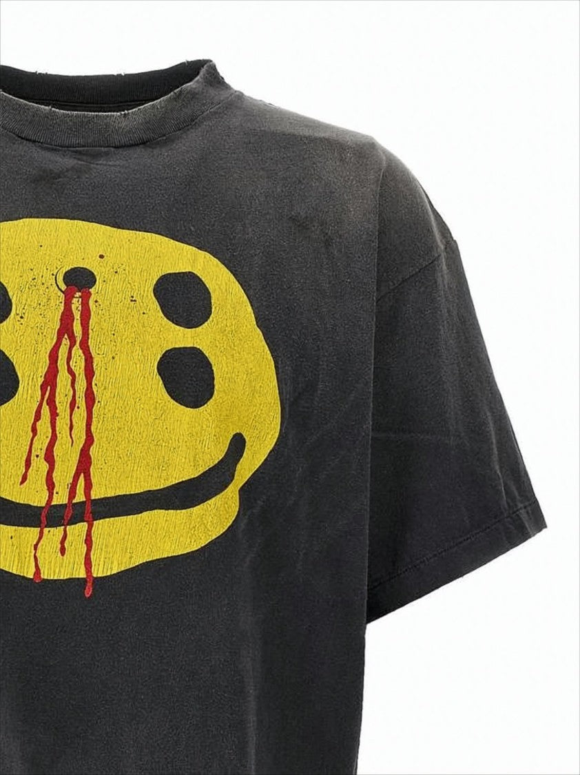 Distressed Black T-Shirt With Graphic And Boxy Fit