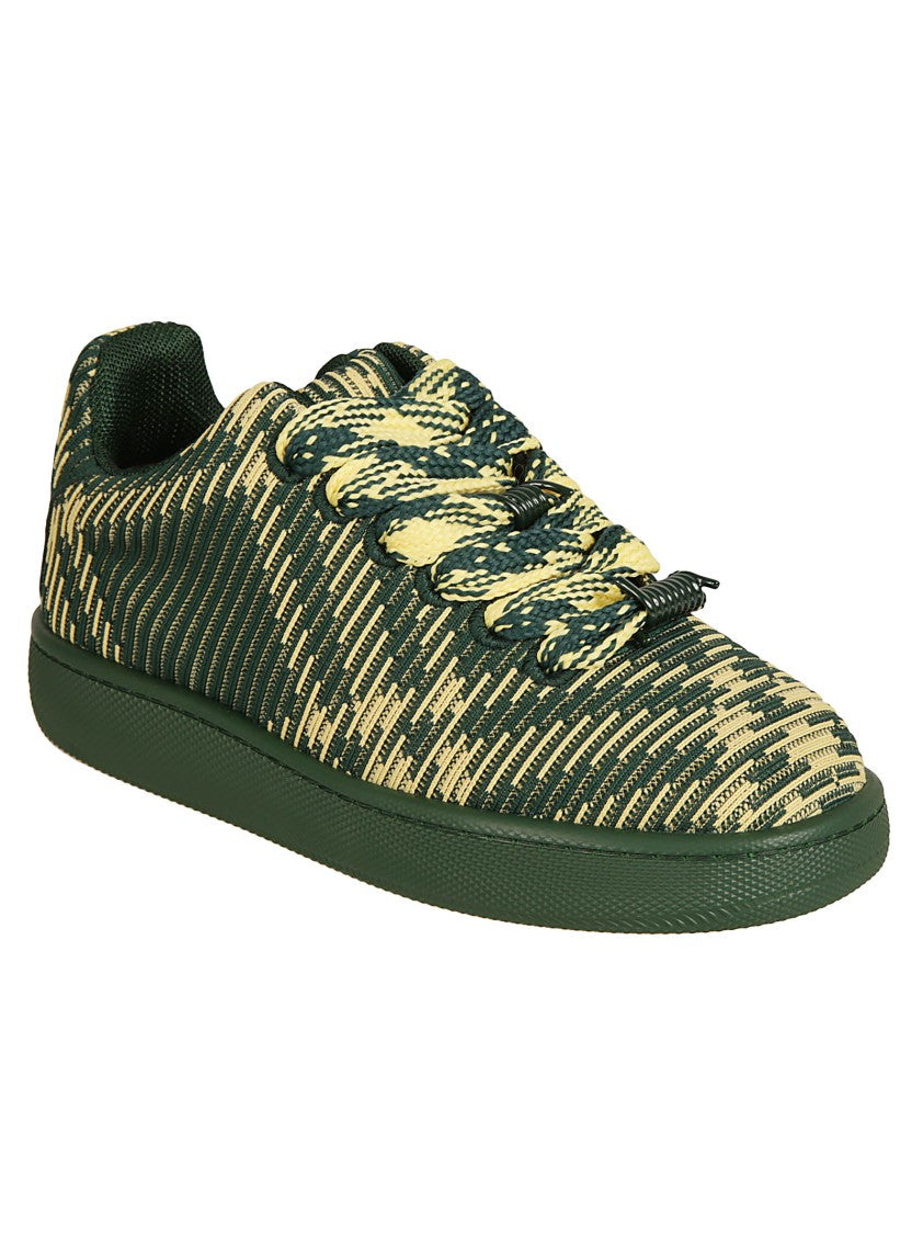Textured Green Sneakers With Dynamic Stripes