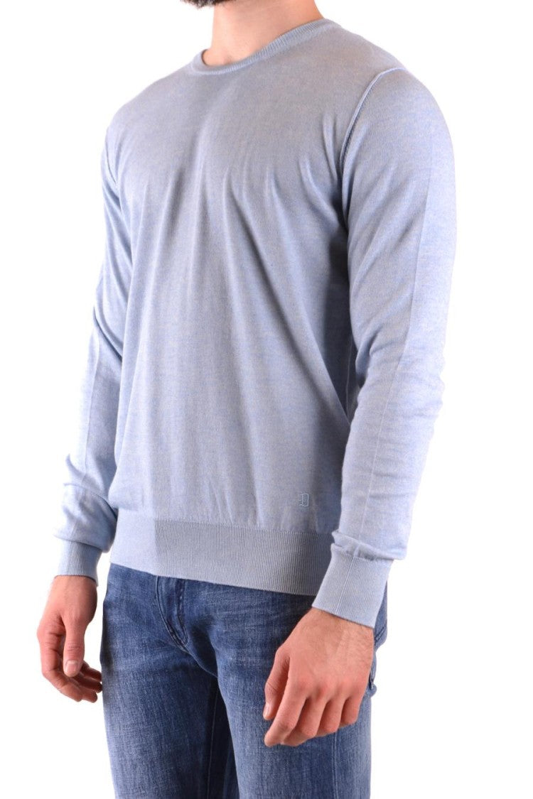 Fine-Knit Light Blue Sweater With Crew Neckline