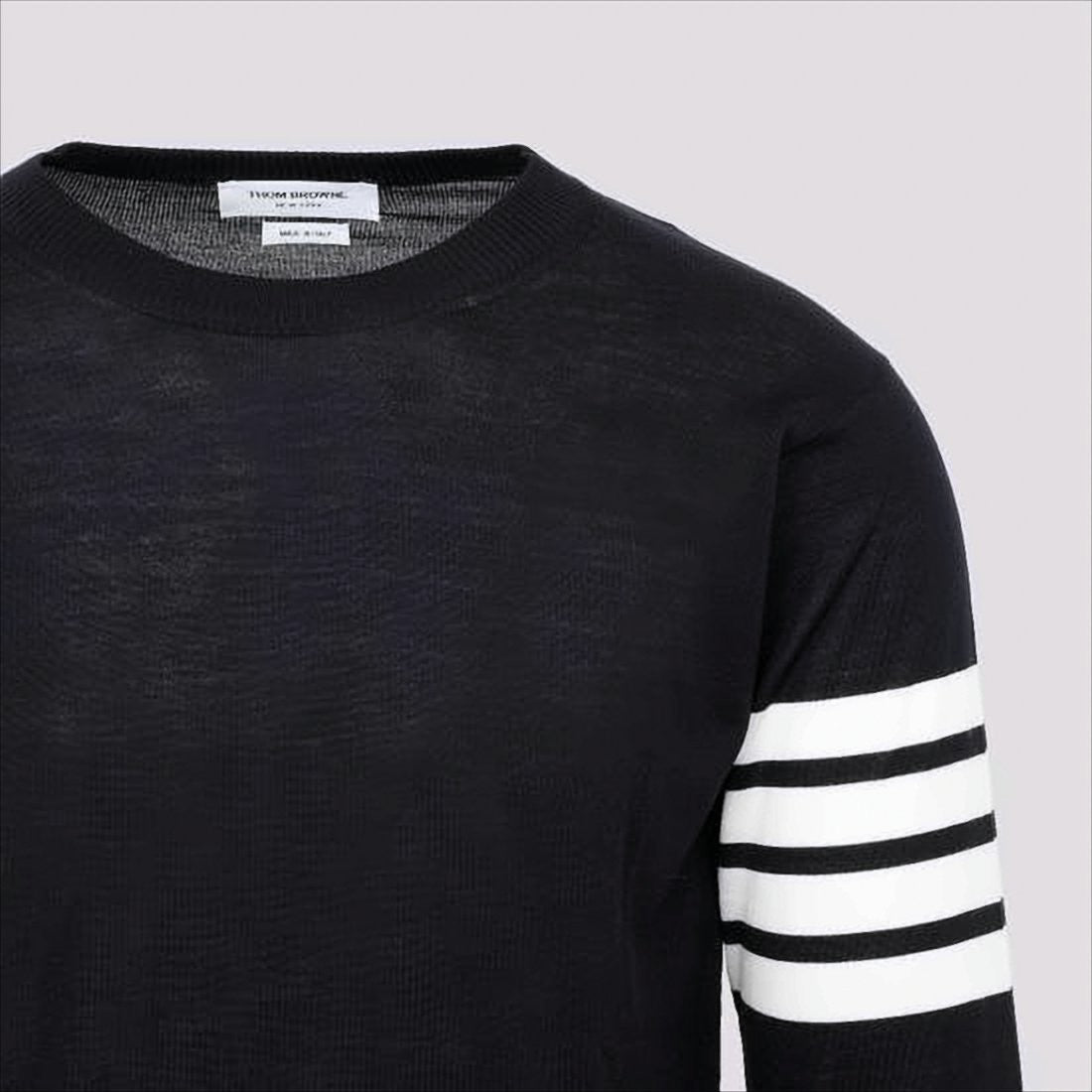 Merino Wool Sweater with Three-Stripe Detail