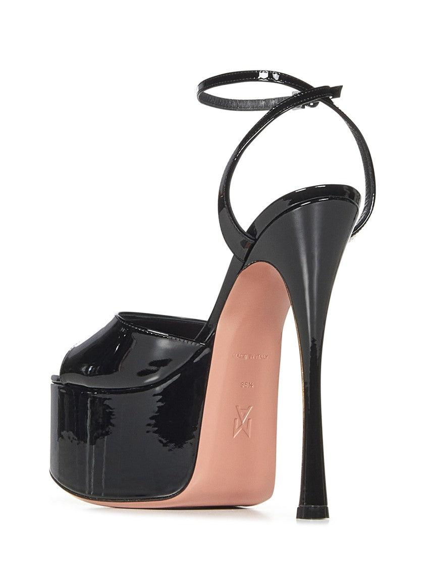 Patent Leather Platform Sandals With Stiletto Heel