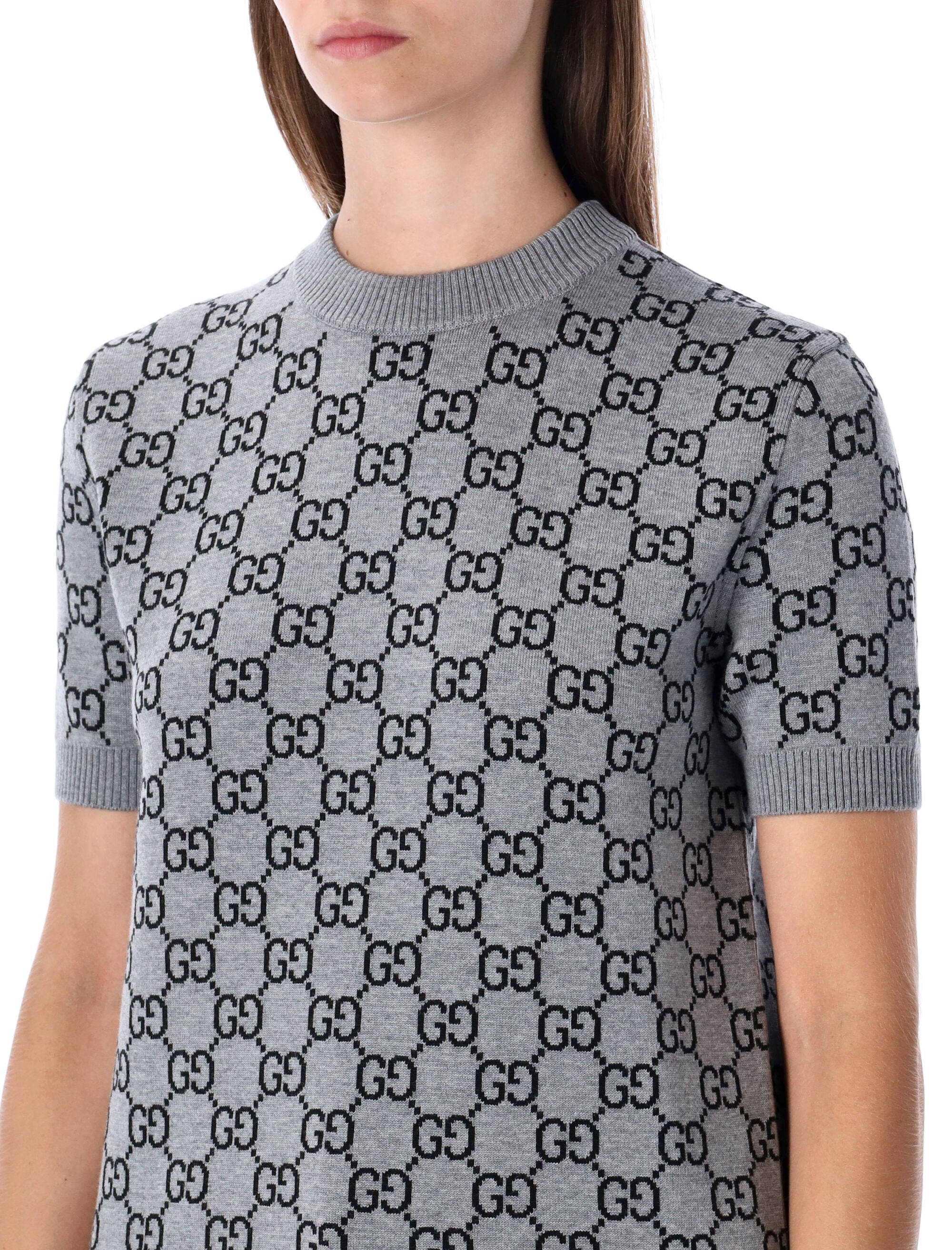 Gg Monogram Short Sleeve Reversible Sweater