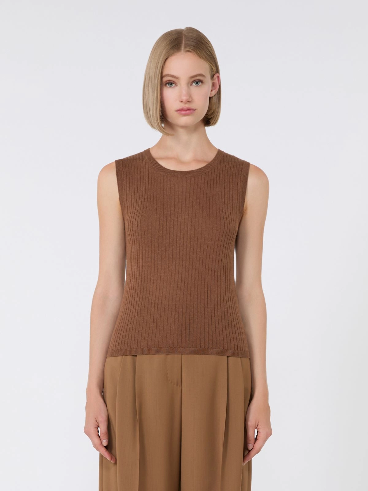 Timeless Beige Ribbed Knit Tank Top