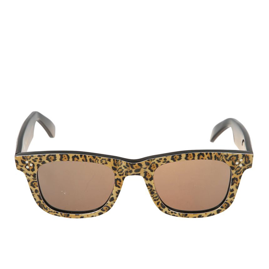 Solemio Bold Leopard Print Rectangular Sunglasses