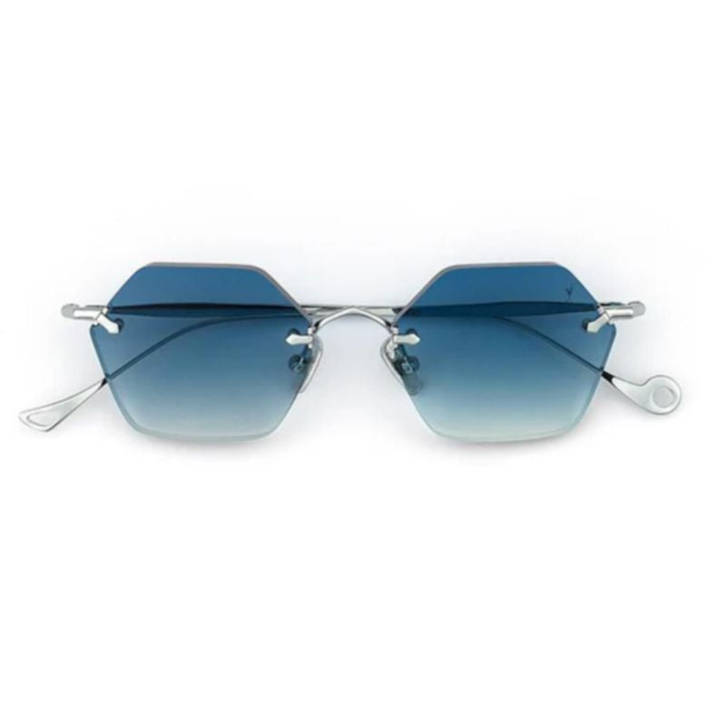 Carnaby C.1-53 Hexagonal Gradient Blue Lens Sunglasses with Silver Metal Frame