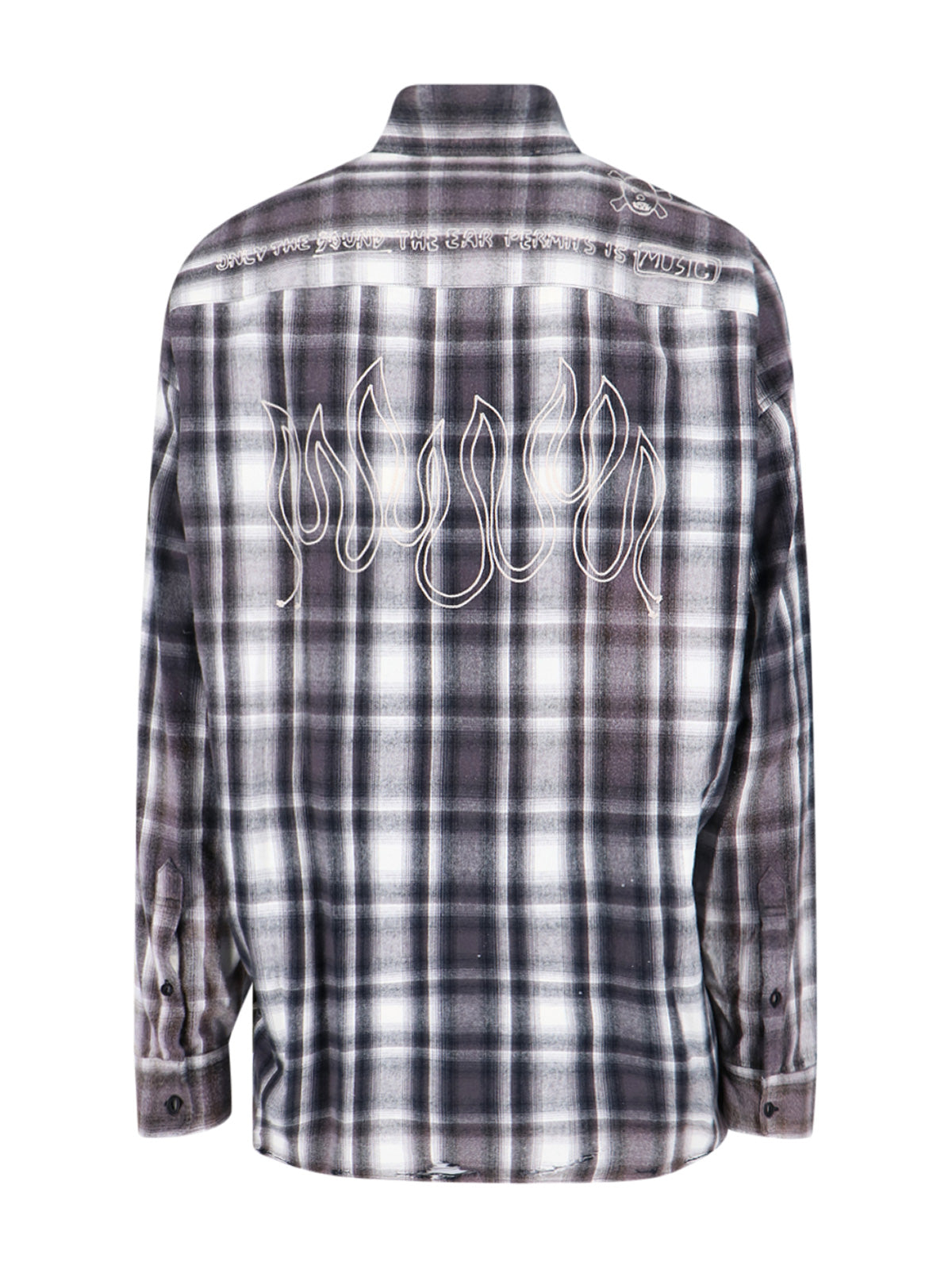 Vintage Check Cotton Shirt with Multicolor Embroidery