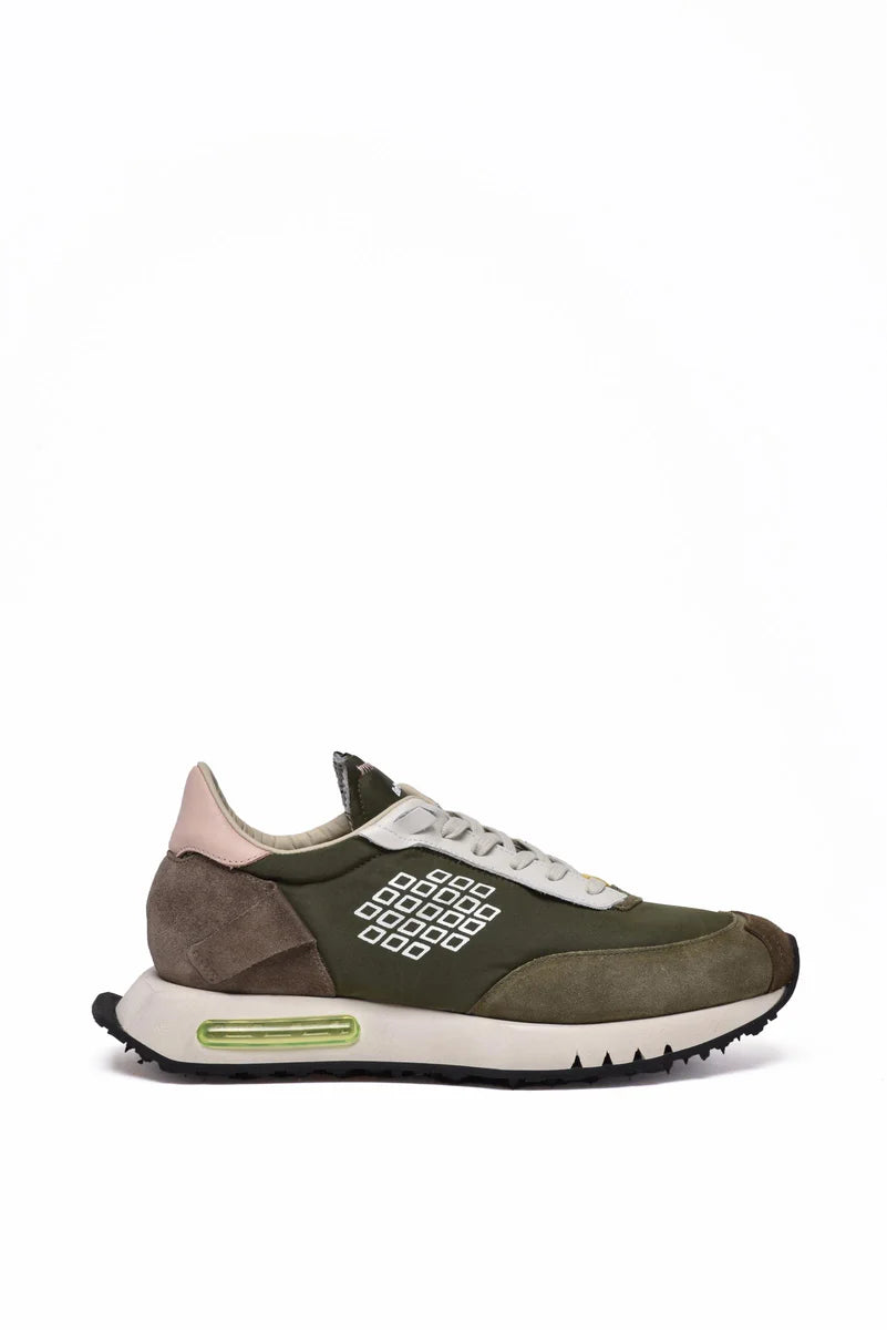 Leather/Polyester Sneakers - Military Green