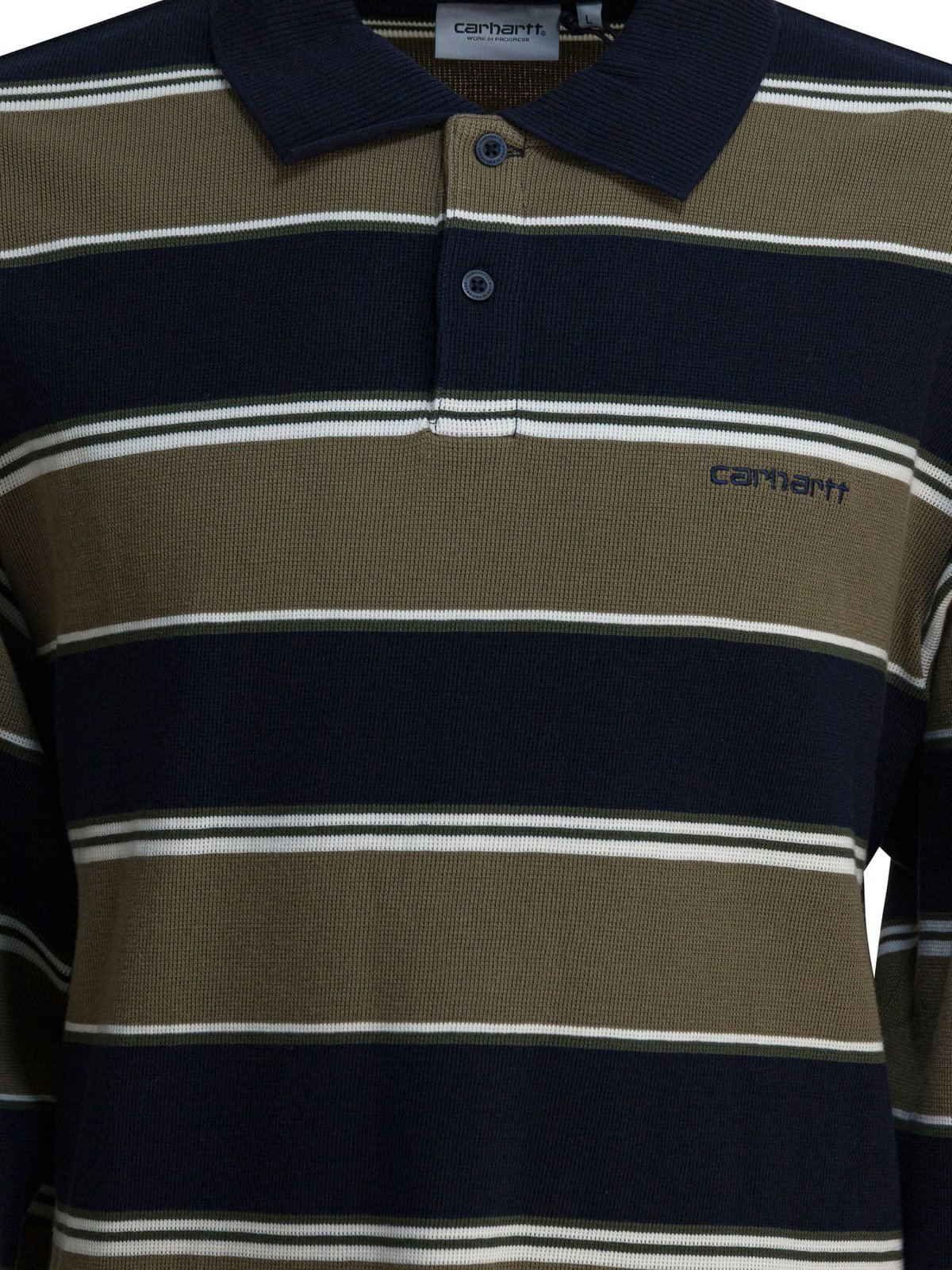 Horizontal Stripe Long Sleeve Polo Shirt