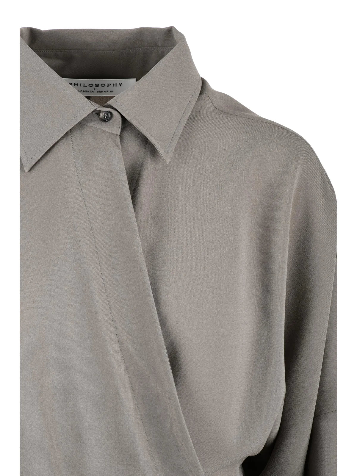 Khaki Triacetate Polyester Women Blouse