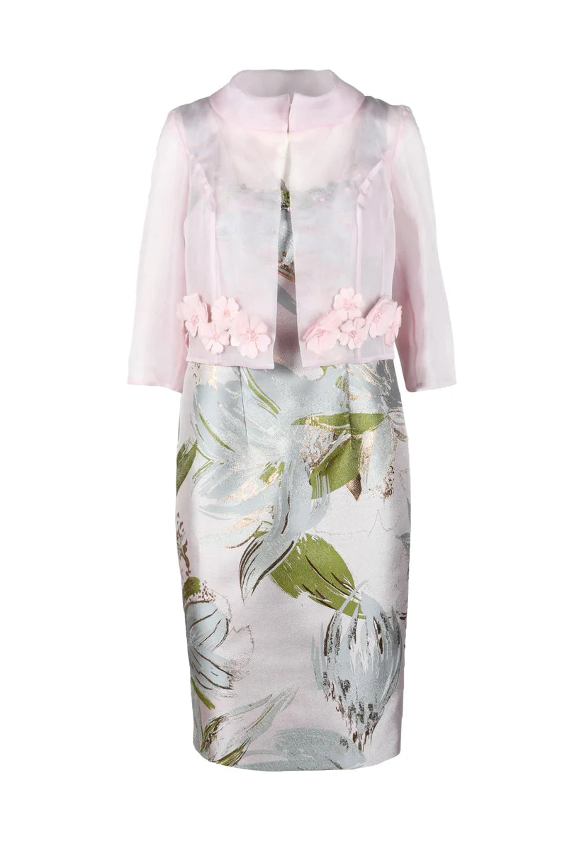 Floral Appliqué Cropped Jacket and Fitted Skirt Co-ord Set