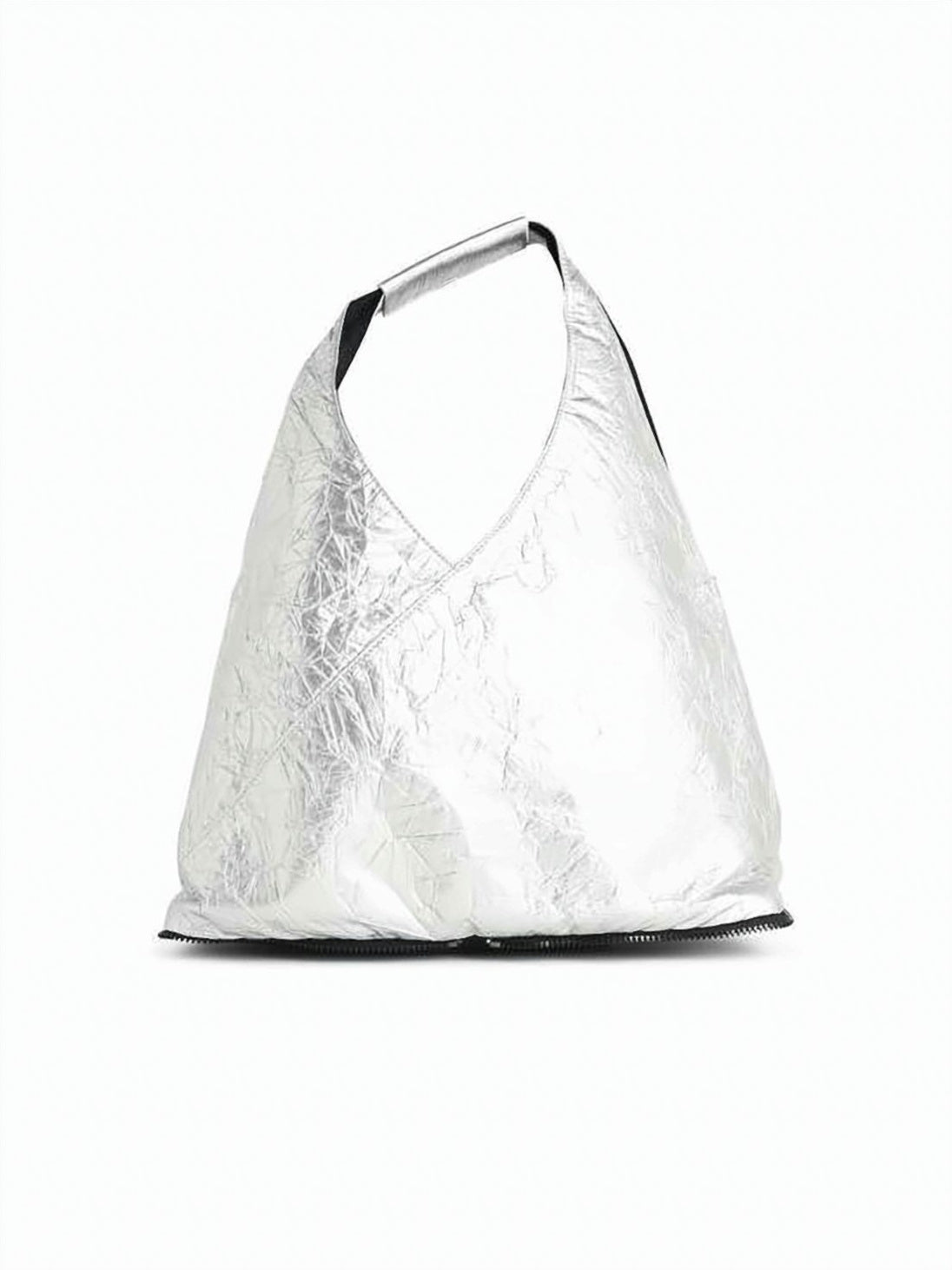 Triangular Pouch Bag with Crinkled Metallic Finish