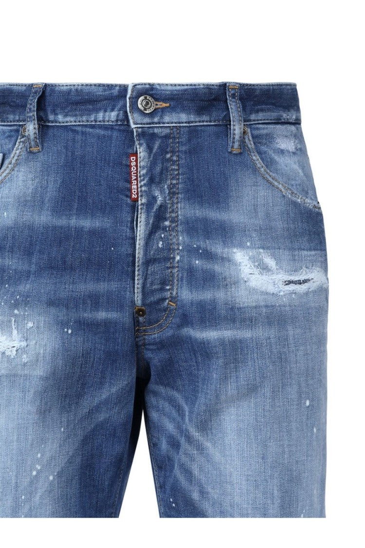 Distressed Light Blue Denim Shorts With Five-Pocket Design