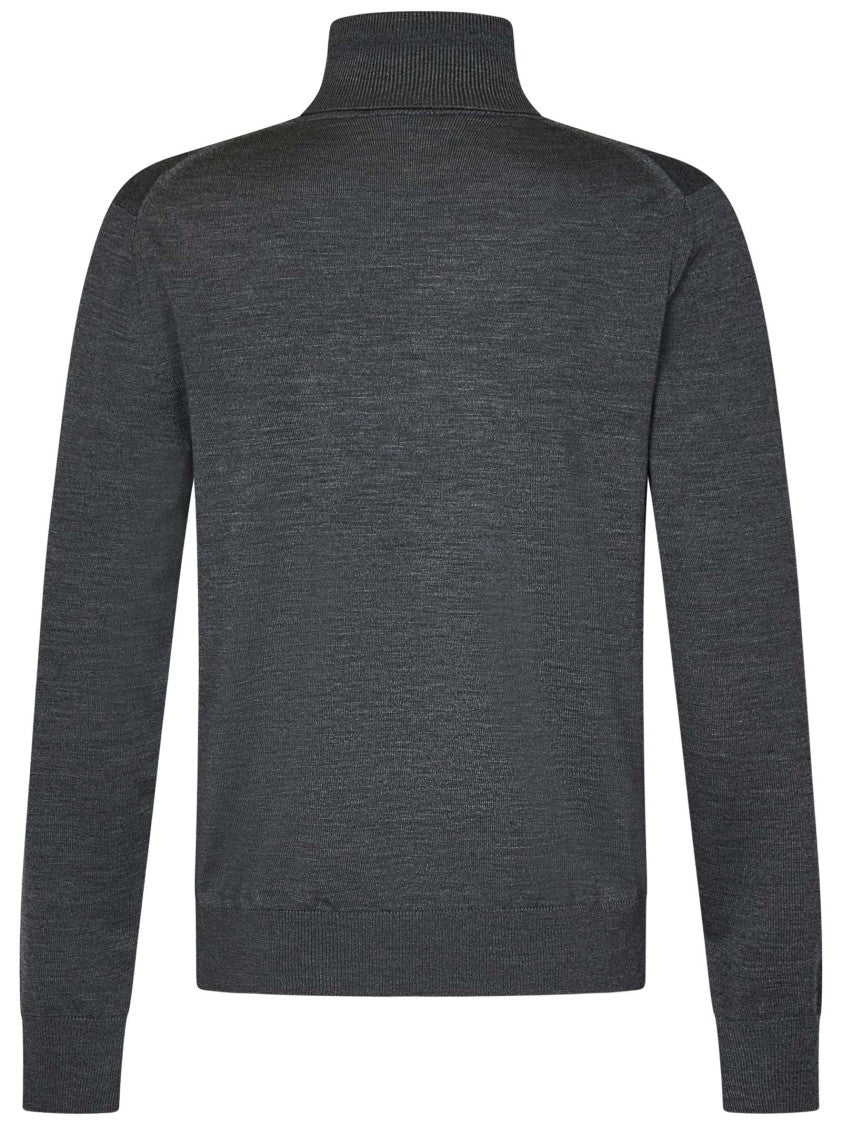Tailored Grey Virgin Wool Turtleneck Sweater