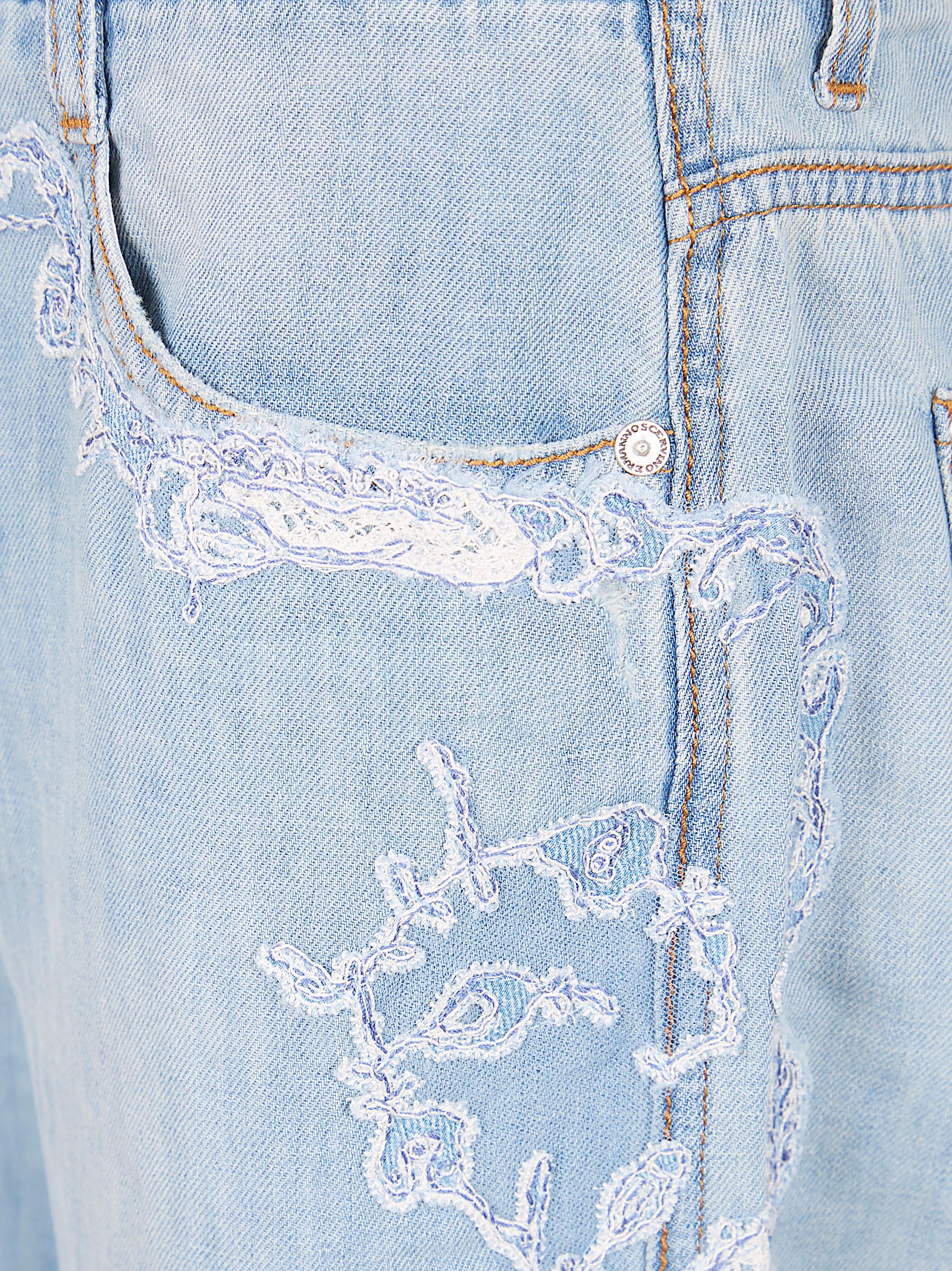Straight-Leg Trousers with Delicate Embroidery Detail
