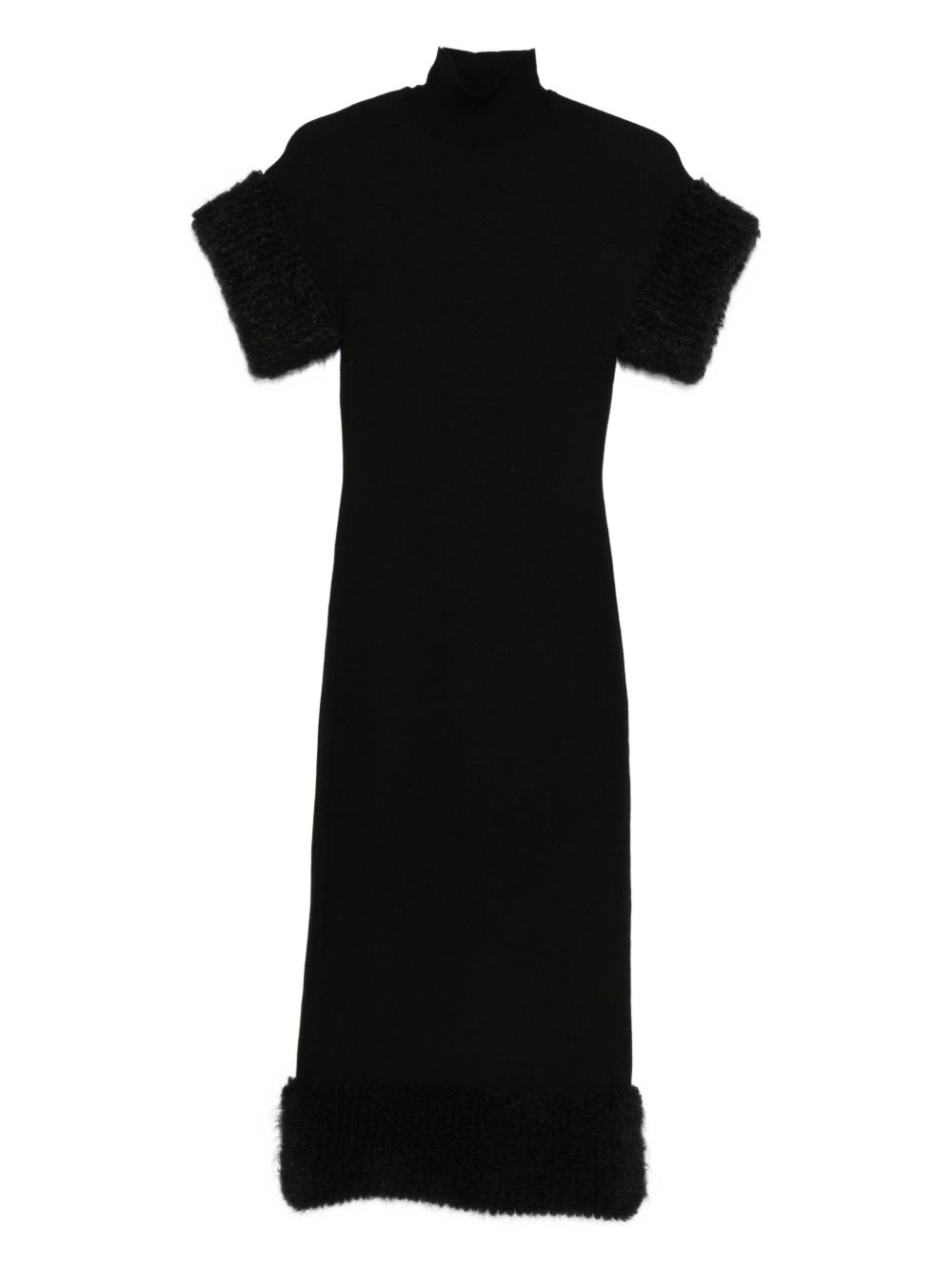 Black Wool Blend Midi Dress