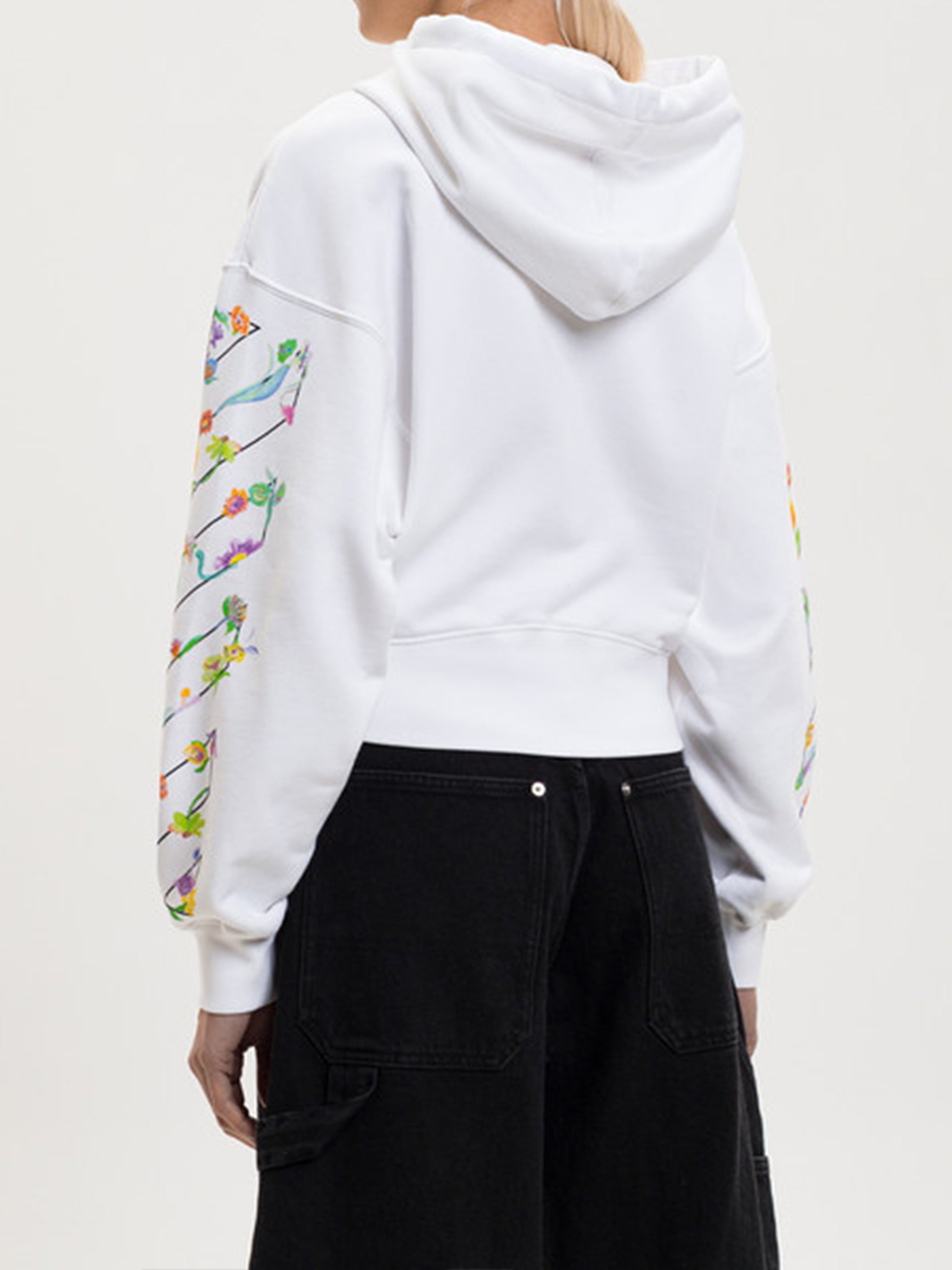 White Bookish Glowing Flower Cotton Hoodie