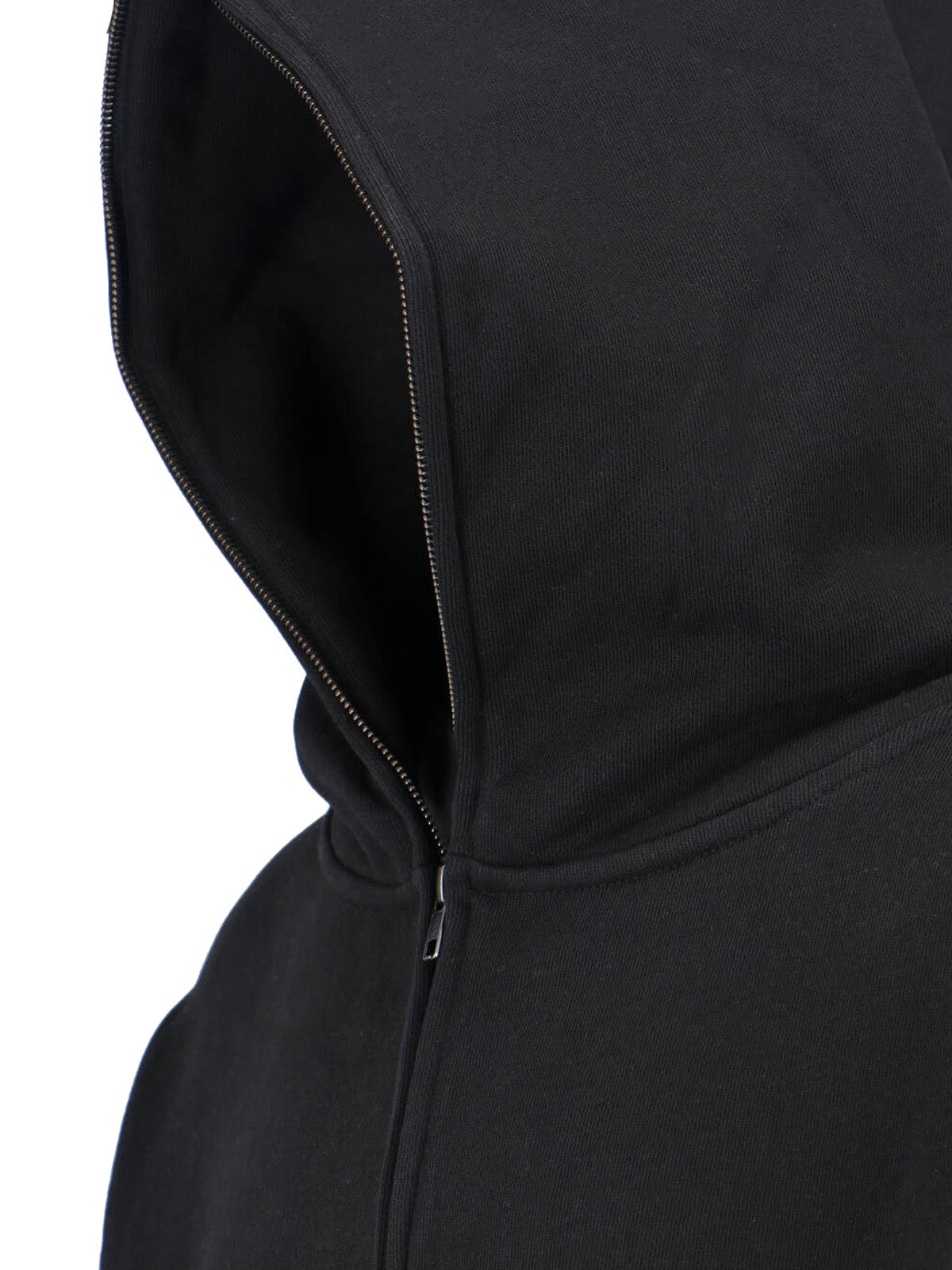 Black Cropped Structured Cotton Hoodie