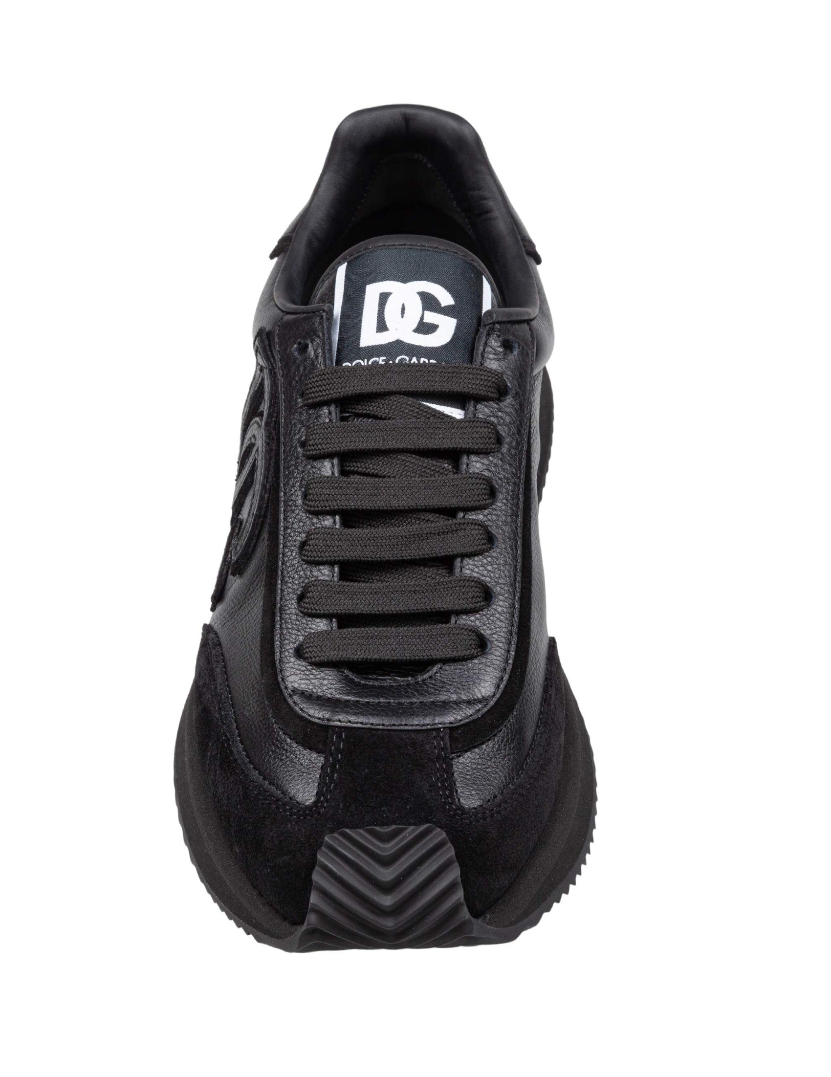 Black Leather and Suede Cushion Sneaker
