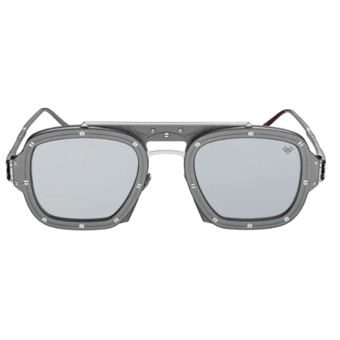 Blaze Bz-3 Geometric Titanium Sunglasses with Rivet-Like Accents