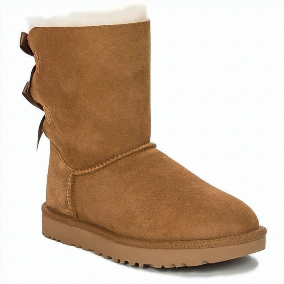 Mid-Calf Brown Lambskin Leather Boots with Shearling Lining