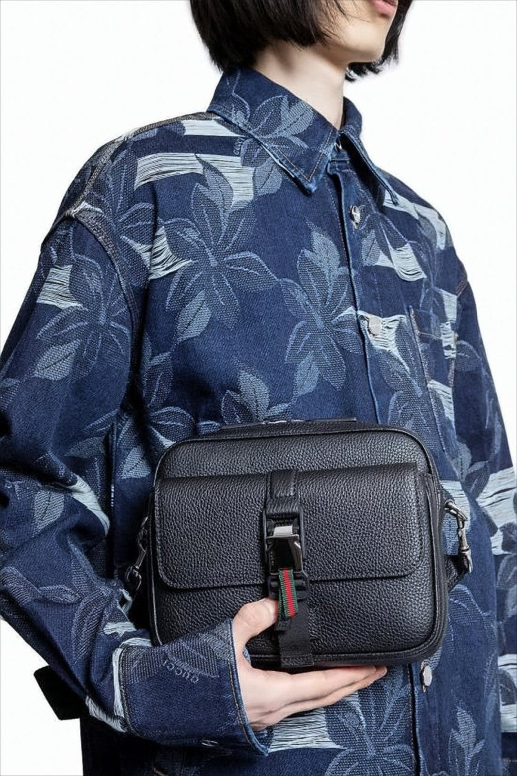 Textured Leather Crossbody Bag