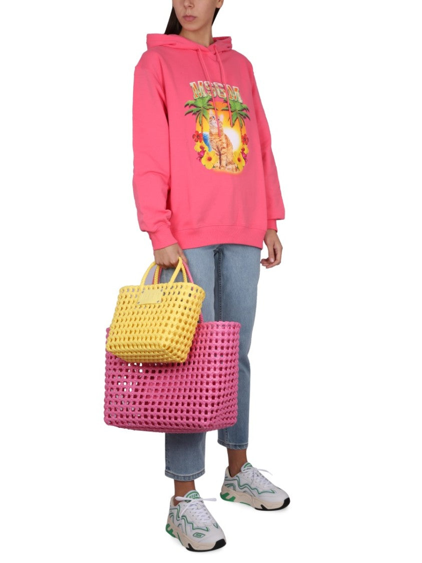 Vibrant Sweatshirt With Drawstring Hood And Playful Graphic