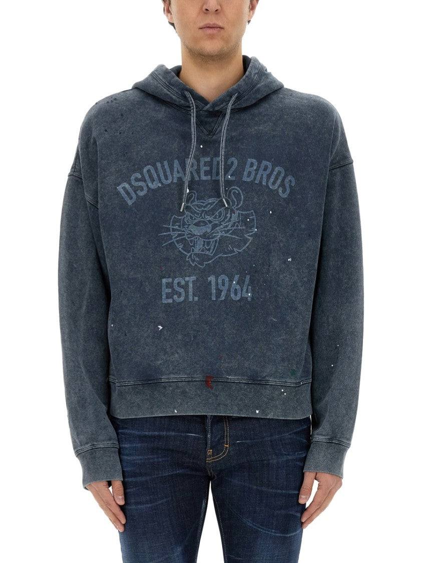 Relaxed-Fit Grey Sweatshirt With Iconic Logo Print