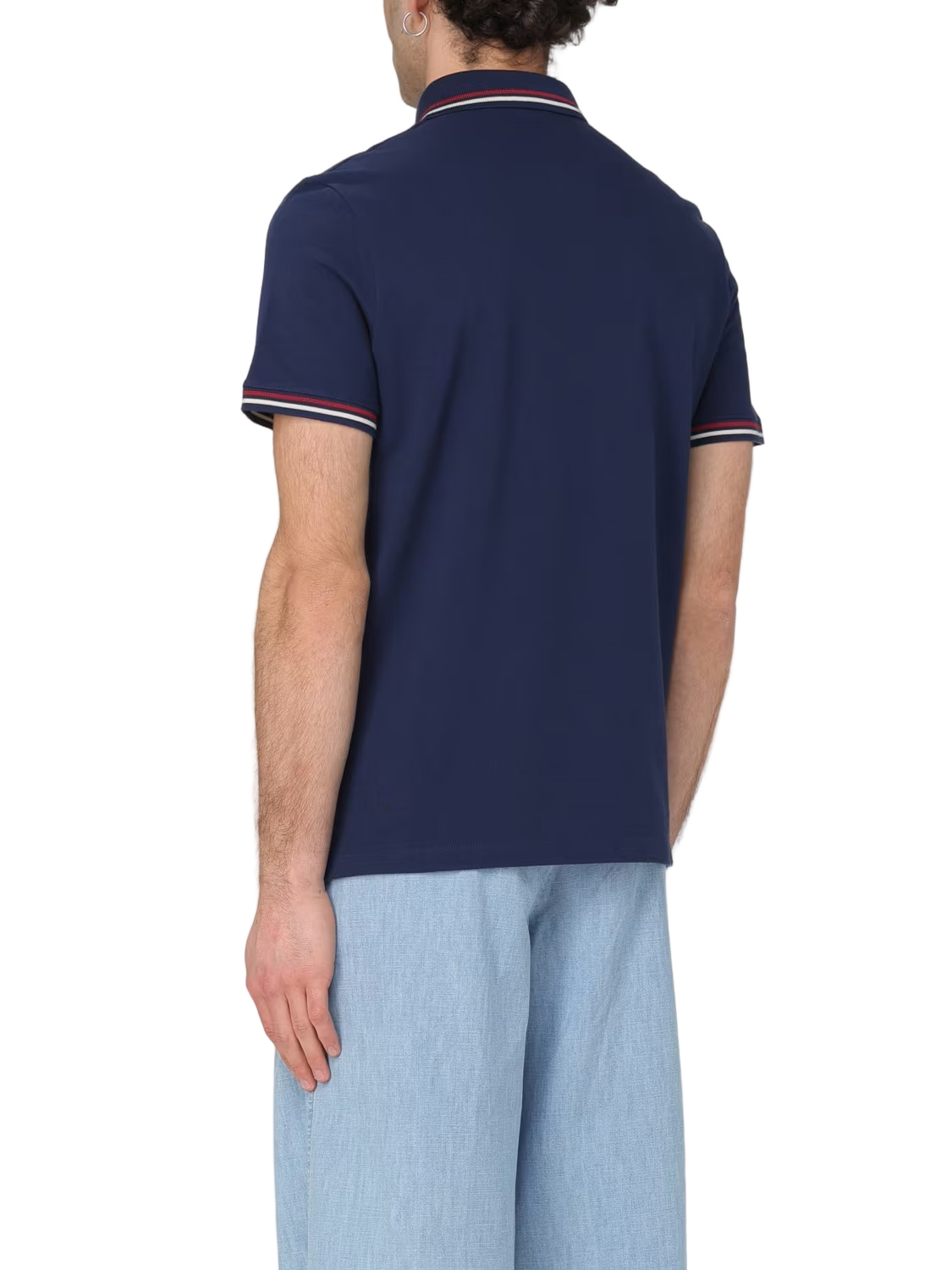 Short-Sleeved Polo with Contrasting Stripe Accents