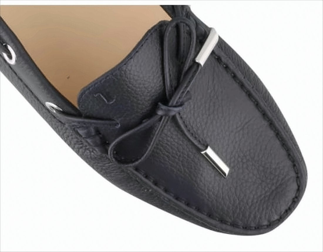 Pebbled Leather Loafer with Moccasin Toe