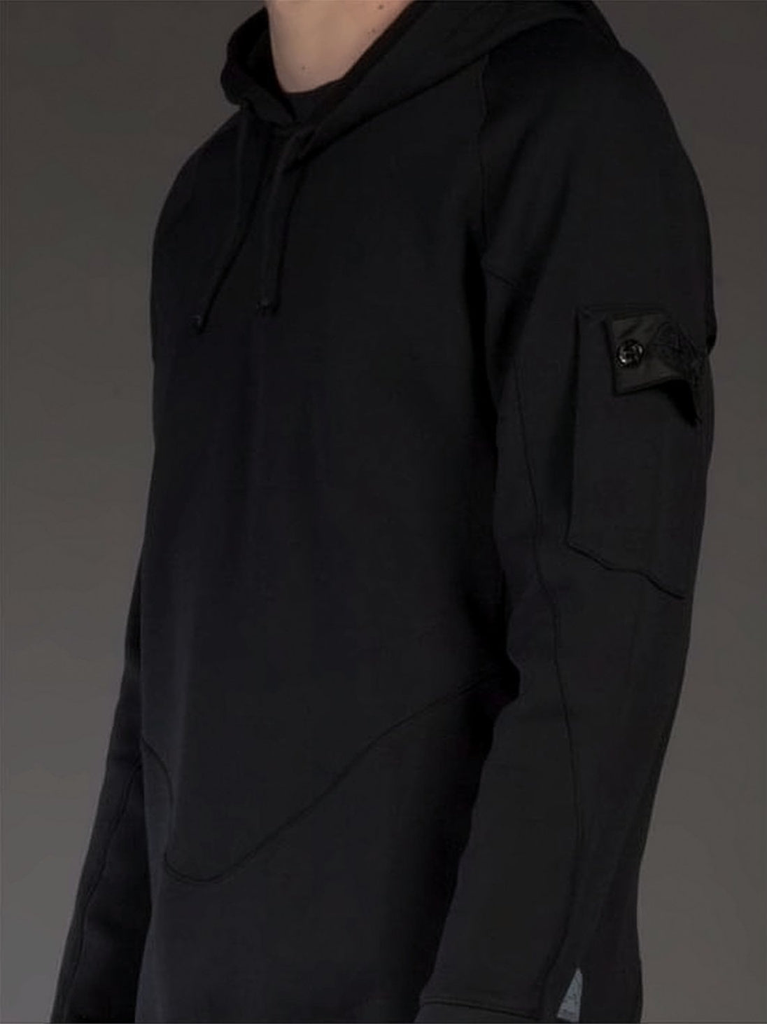 Textured Black Hooded Sweatshirt
