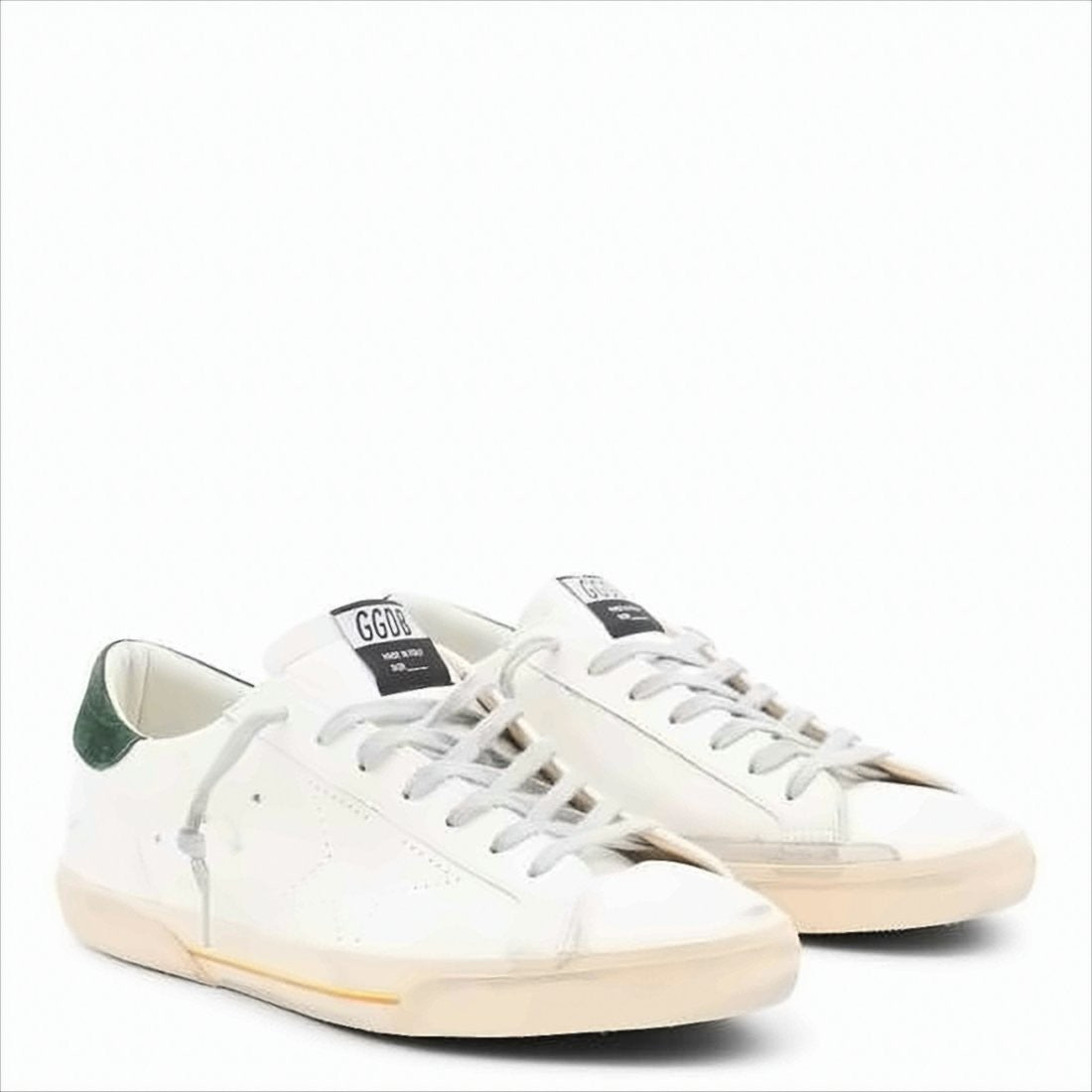 Low-Top White Leather Sneakers with Distressed Finish