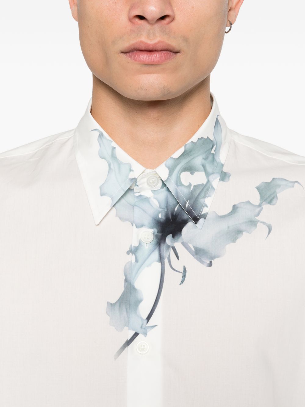 White Floral Print Shirt