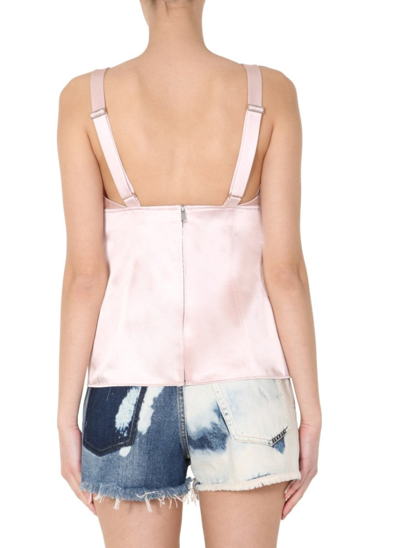 Deep V-Neck Satin Camisole Top