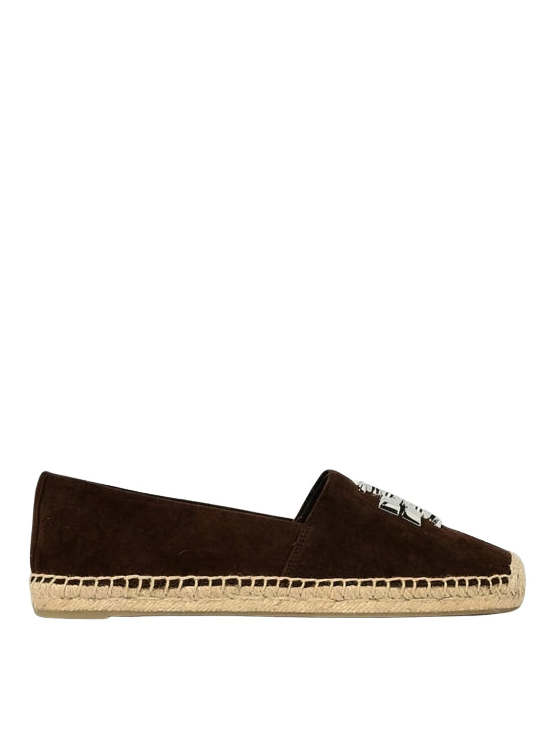 Espadrille-Style Flat Shoes with Metallic Logo Accents
