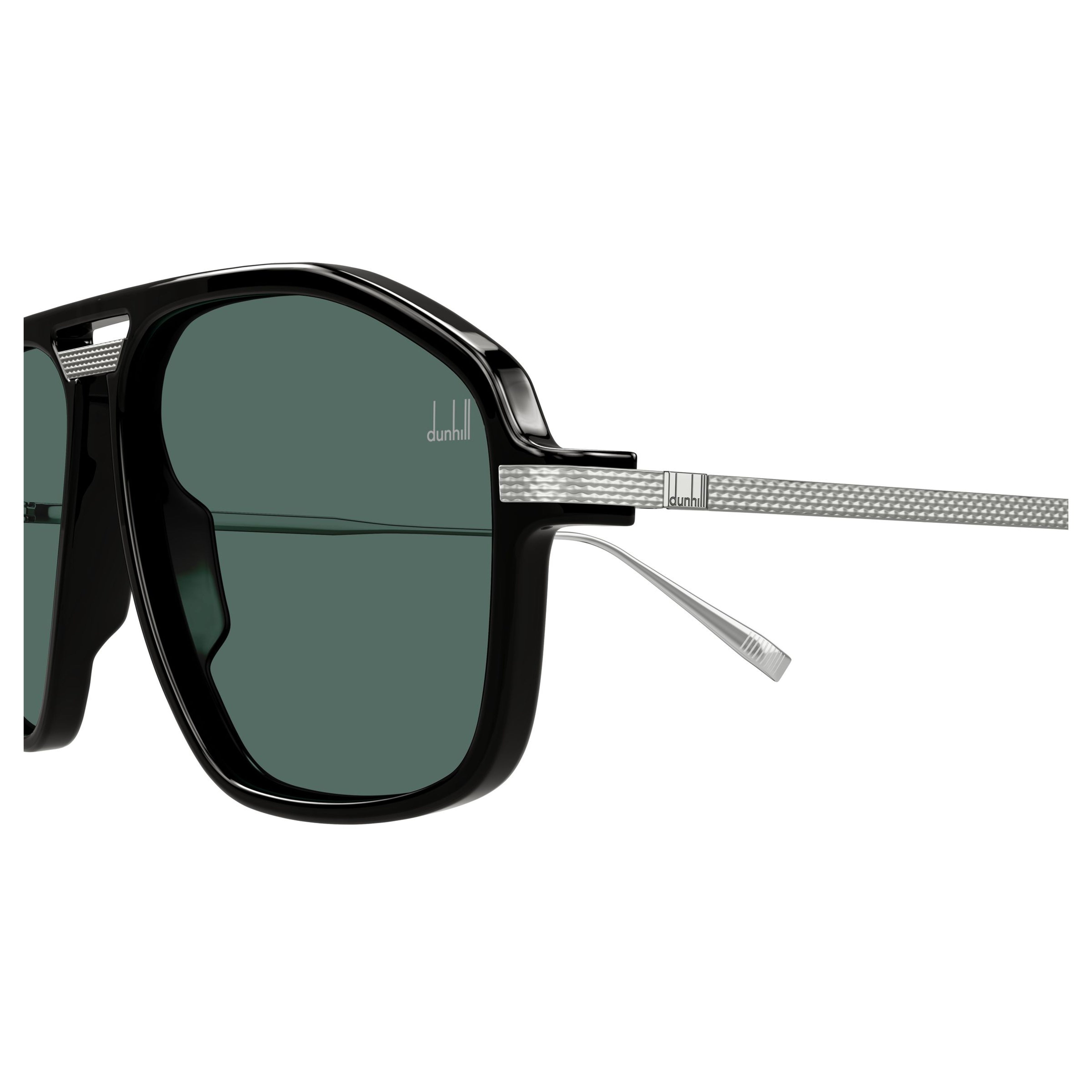 Du0120s Squared Black Sunglasses with Textured Silver Temples