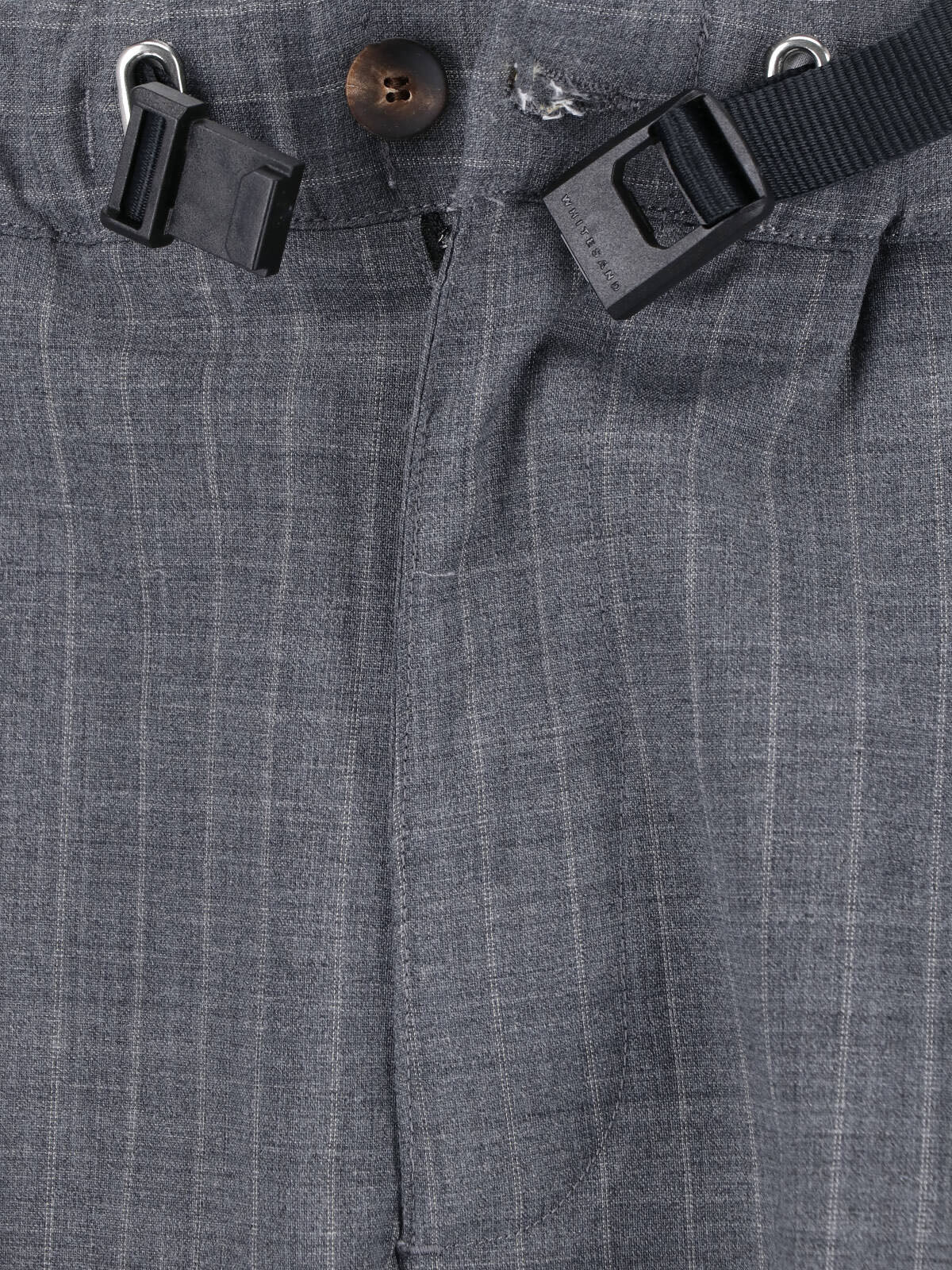 Grey Pinstripe Straight-Leg Wool Trousers