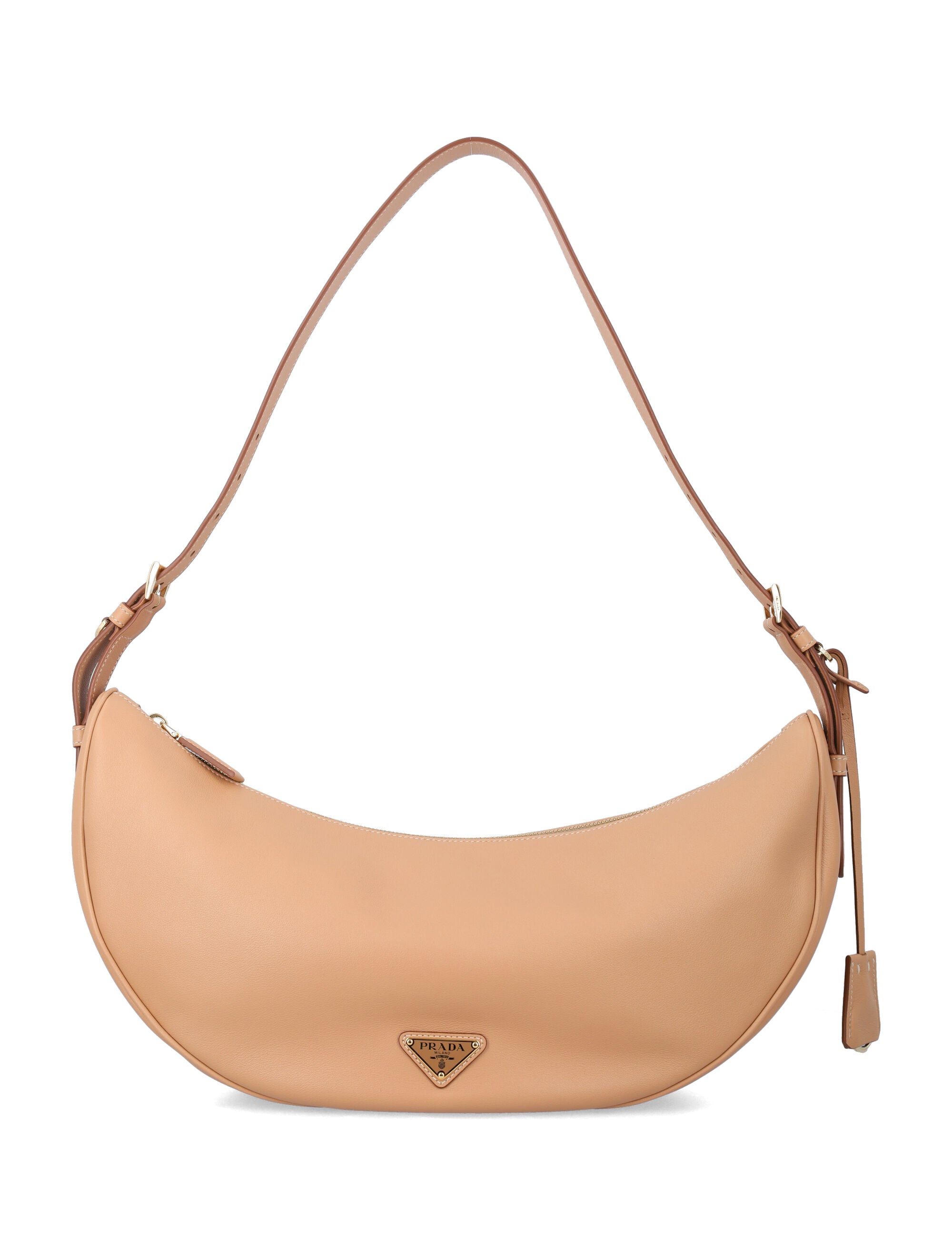 Large Calf Leather Hobo Bag with Adjustable Strap and Iconic Enamelled Logo