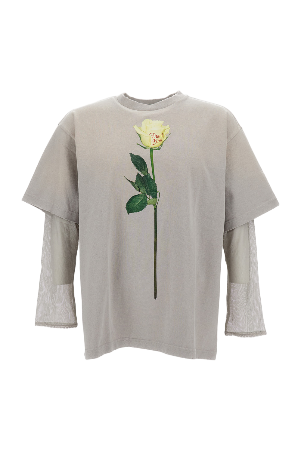 Layered Grey Top with Sheer Inner Layer