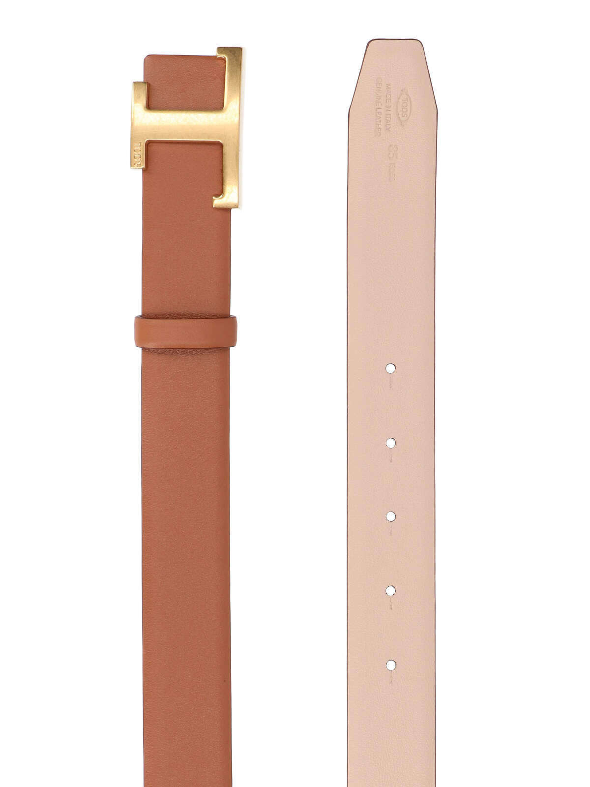 Reversible Hammered Leather Belt With Signature Gold-Tone Buckle