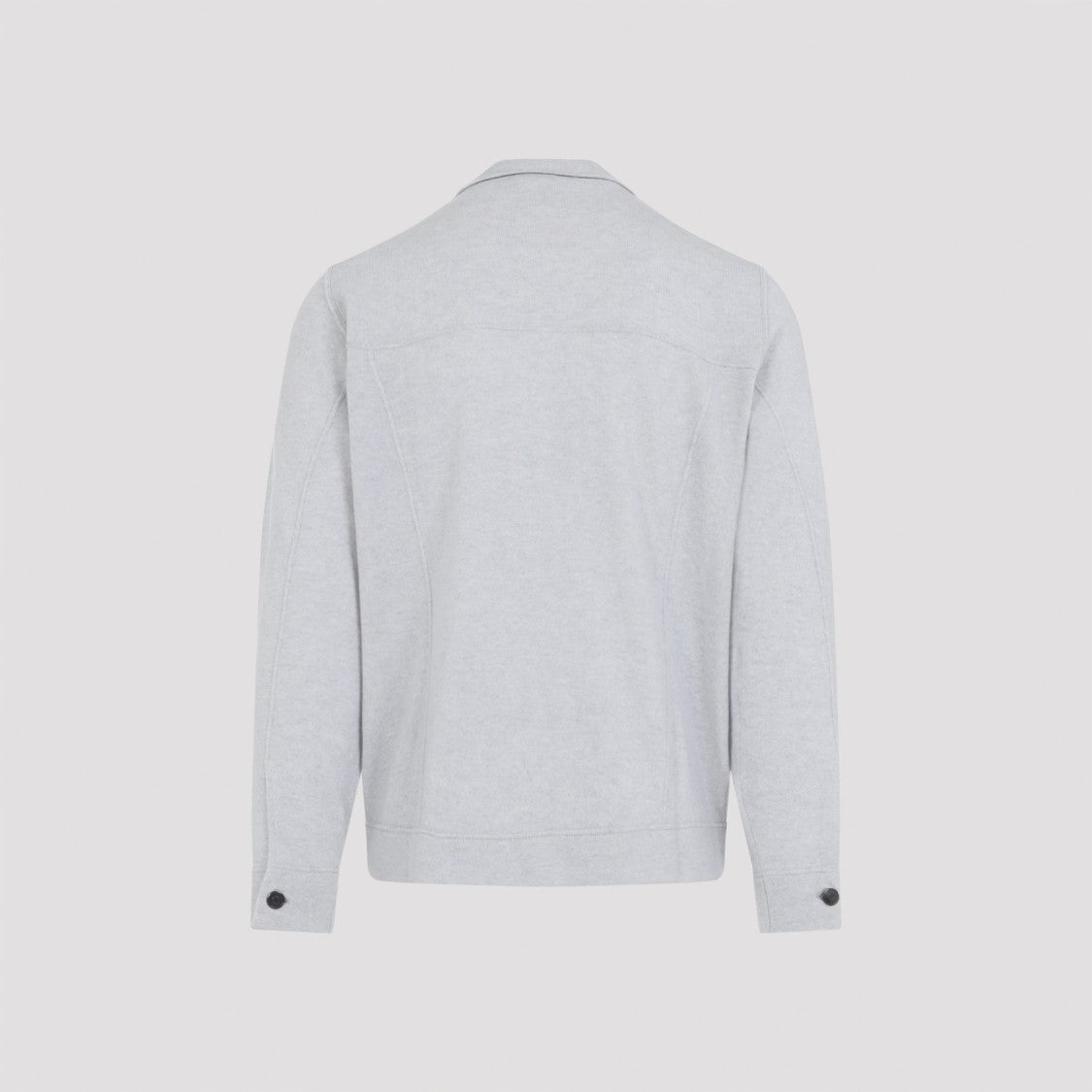 Light Grey Cashmere Button-Up Jacket With Minimalist Design