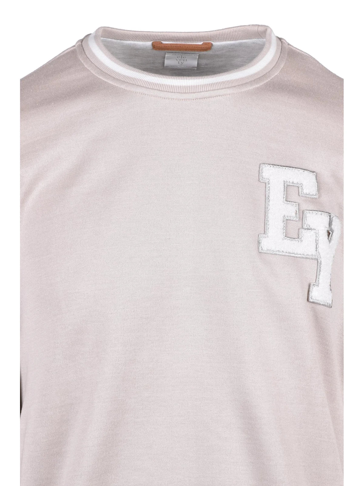 Beige Cotton Polyamide Men Crew Neck Sweatshirt