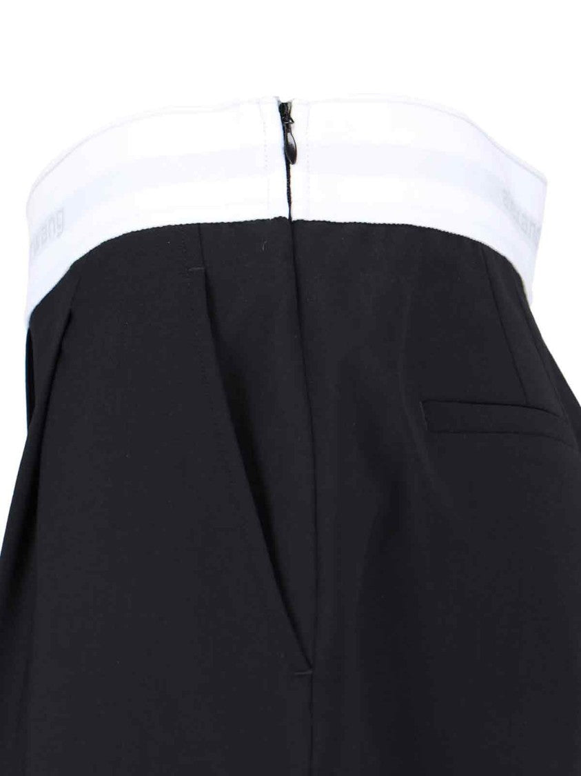 High-Waisted Black Trousers With Contrast Elastic Waistband
